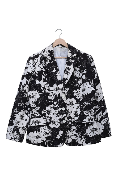 Monochrome Bloom Statement Blazer