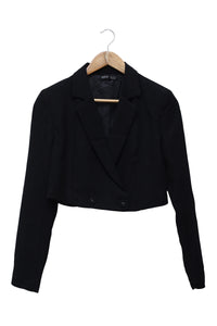 Midnight Double-Breasted Cropped Blazer