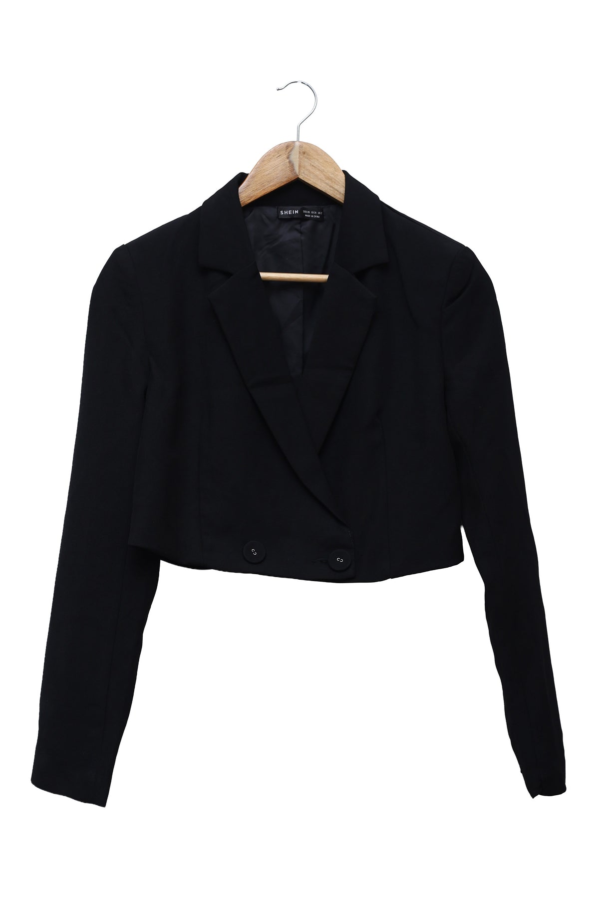 Midnight Double-Breasted Cropped Blazer