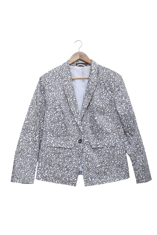 Ivory Floral Outline Blazer