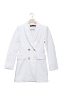White Soft Power Shawl Collar Blazer