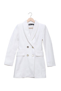 White Soft Power Shawl Collar Blazer