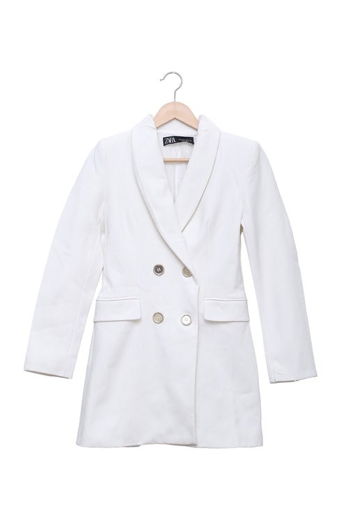White Soft Power Shawl Collar Blazer