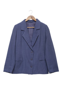 Slate Blue Academia Three Button Blazer