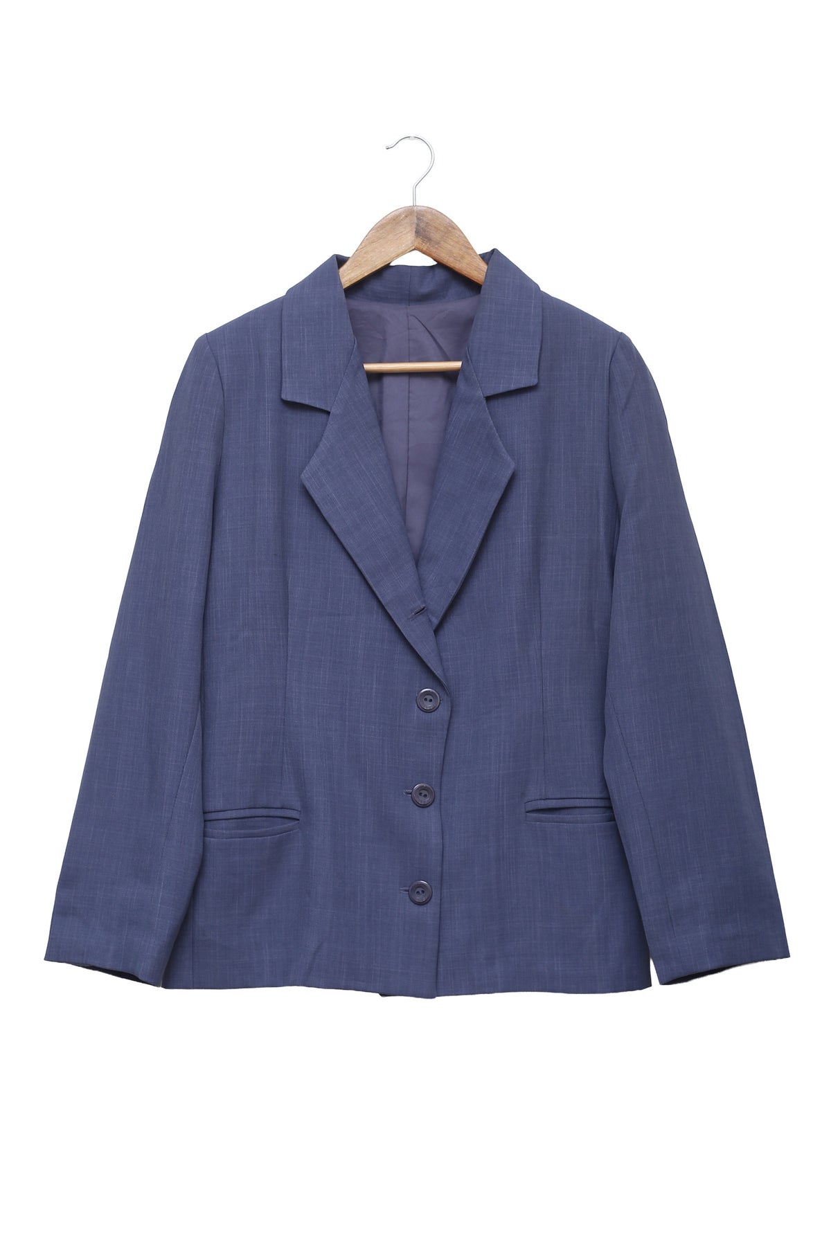 Slate Blue Academia Three Button Blazer
