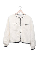 Ivory Contrast Trim Cardigan