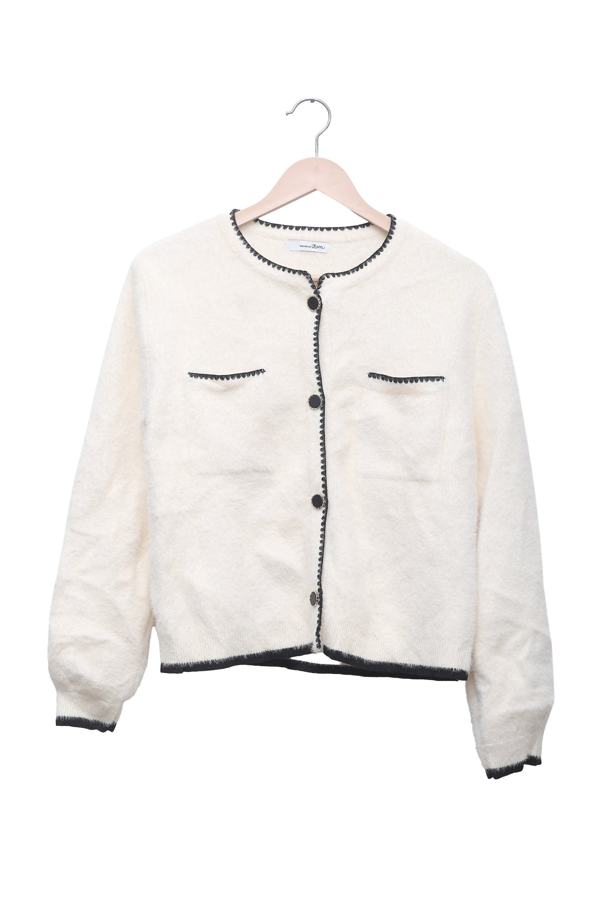 Ivory Contrast Trim Cardigan