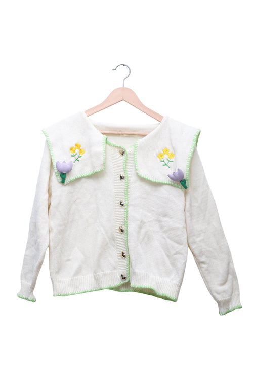 Garden Collar Embroidered Cardigan