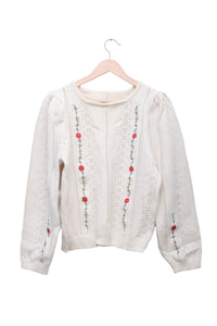 Ivory Rose Vine Knit Sweater