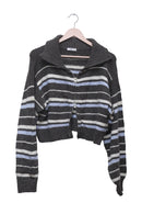 Charcoal Stripe Zip Cardigan