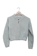 Silver Mist Fuzzy Zip Cardigan