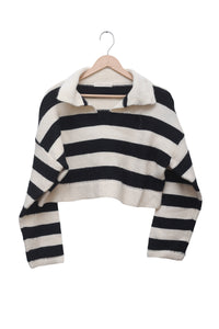 Monochrome Stripe Polo Sweater