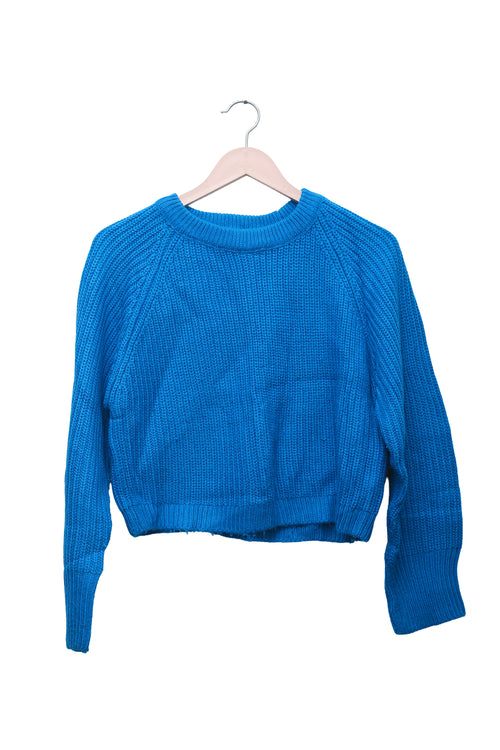 Azure Ribbed Cropped Sweater