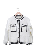 Ivory Contrast Pocket Cardigan