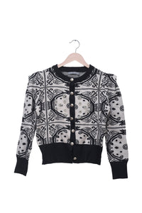 Monochrome Paisley Pearl Cardigan