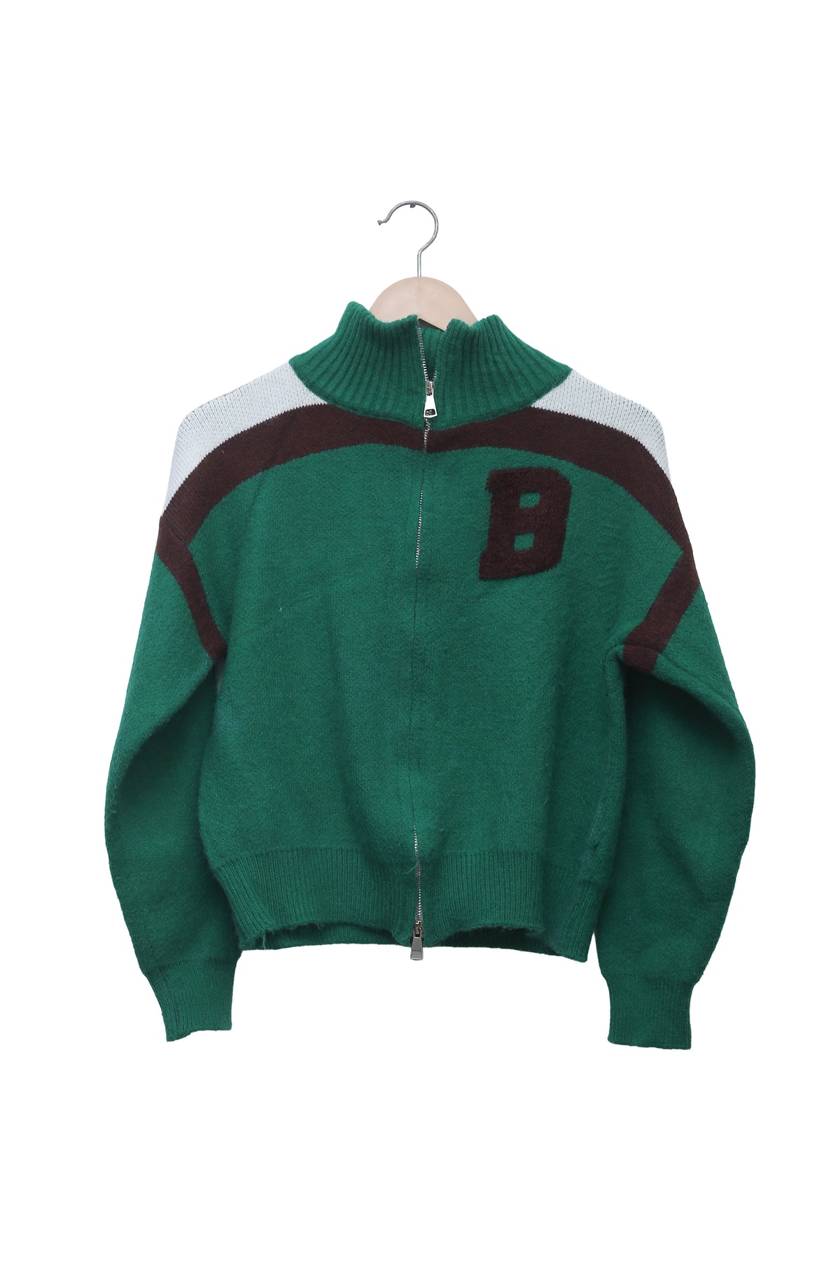 Varsity Green Zip Knit Jacket