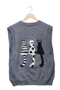 Grey Cat Club Cardigan Vest