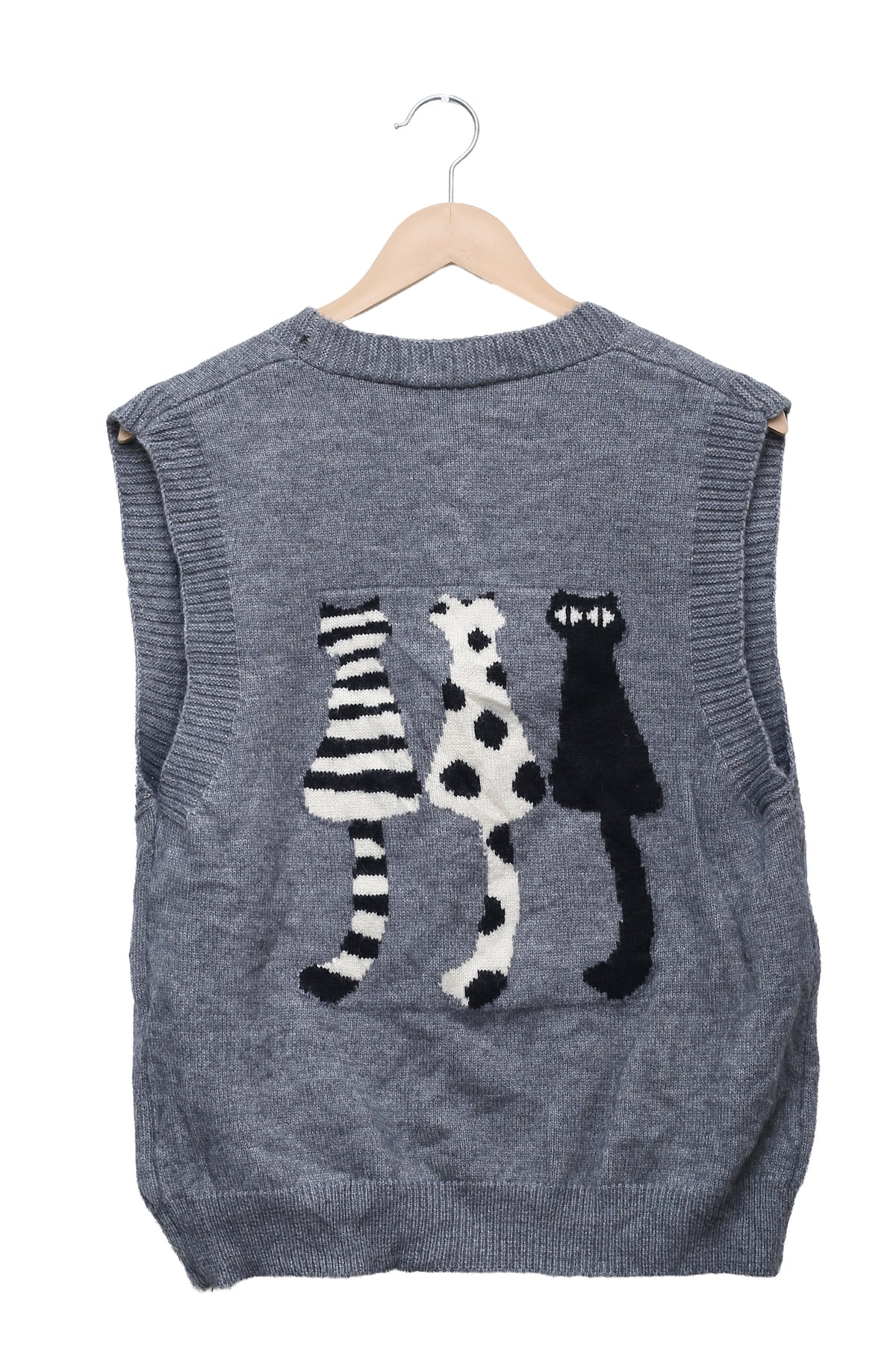 Grey Cat Club Cardigan Vest