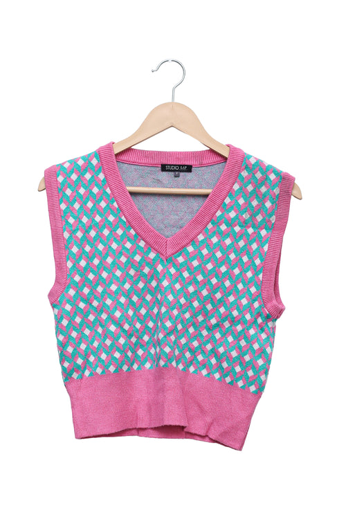 Pink & Mint Geo Knit Vest