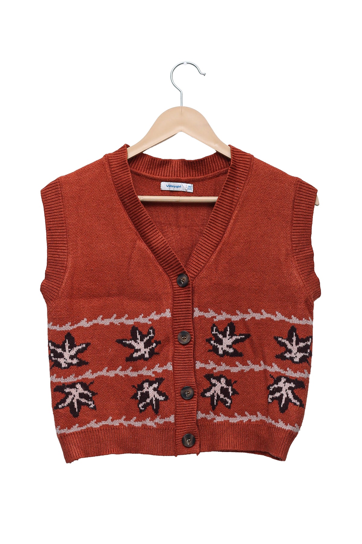 Rust Leaf Cardigan Vest