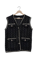 Midnight Contrast Trim Vest