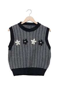 Monochrome Daisy Knit Vest