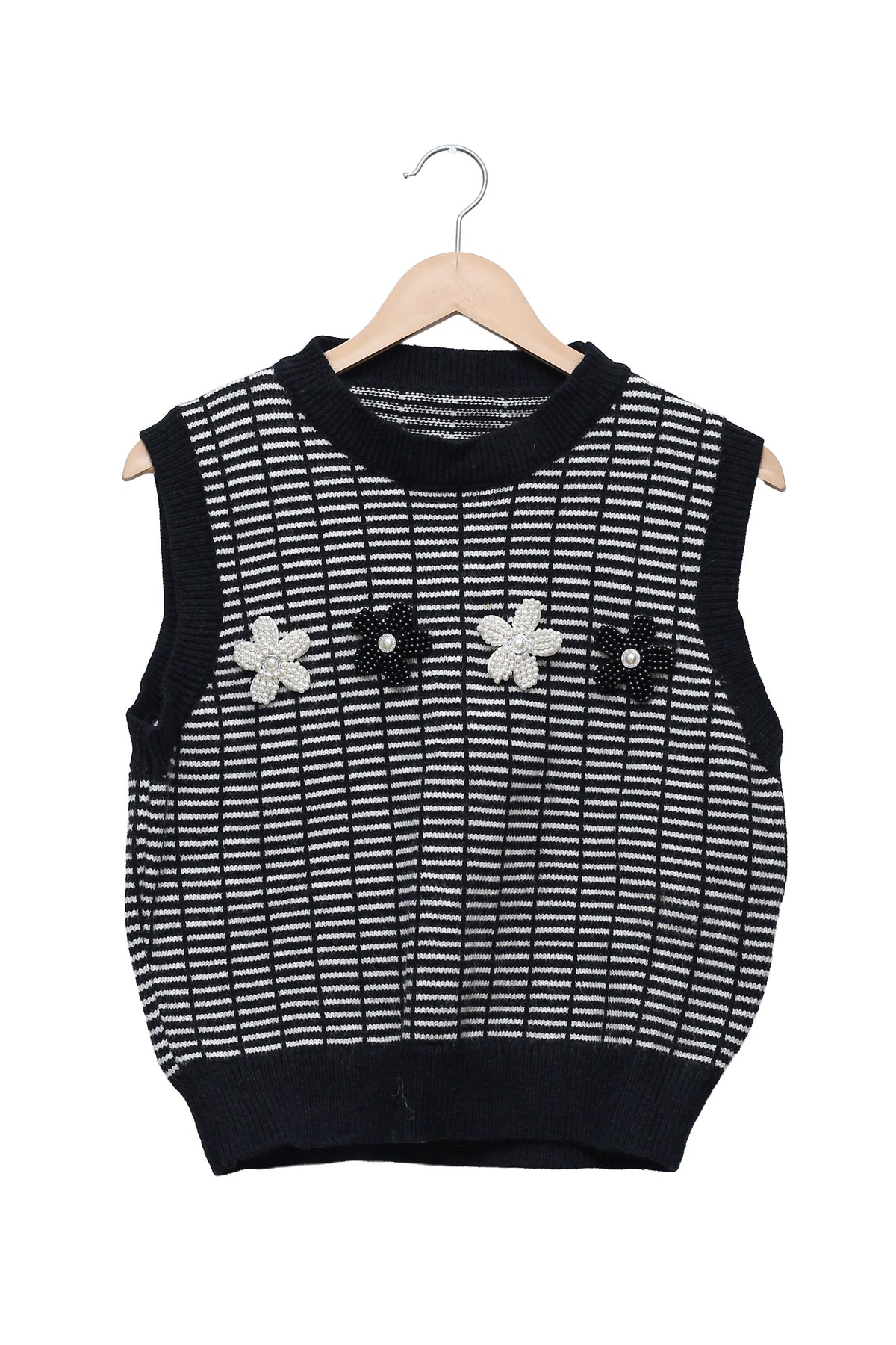 Monochrome Daisy Knit Vest