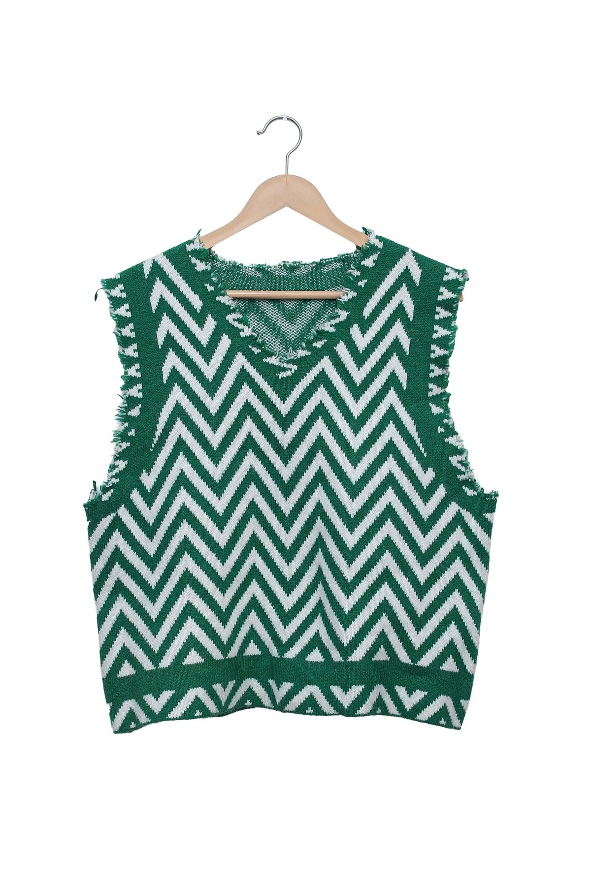 Emerald Chevron Knit Vest | Sarojini Market Online