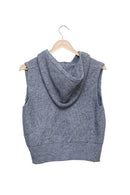Grey Zip-Up Hooded Knit Vest