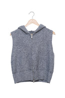 Grey Zip-Up Hooded Knit Vest