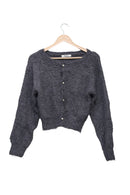 Charcoal Shimmer Fluffy Cardigan