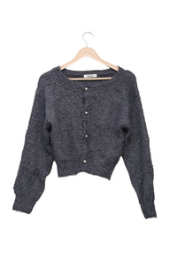 Charcoal Shimmer Fluffy Cardigan