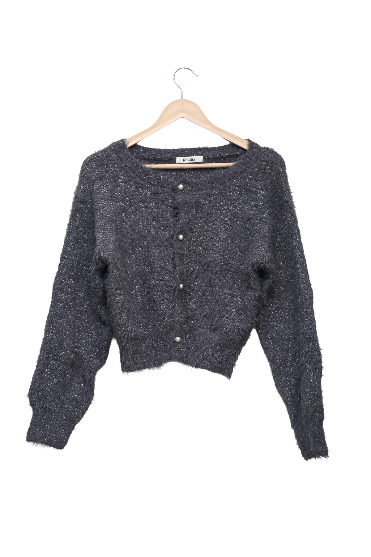 Charcoal Shimmer Fluffy Cardigan