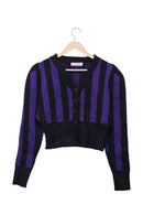 Violet Noir Stripe Cropped Cardigan