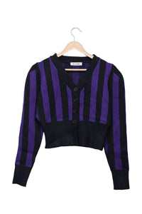 Violet Noir Stripe Cropped Cardigan