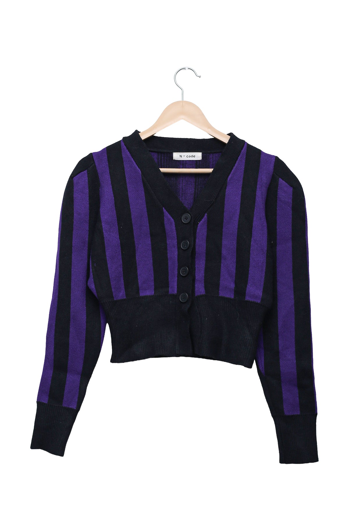 Violet Noir Stripe Cropped Cardigan
