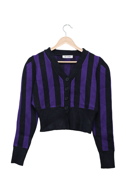 Violet Noir Stripe Cropped Cardigan
