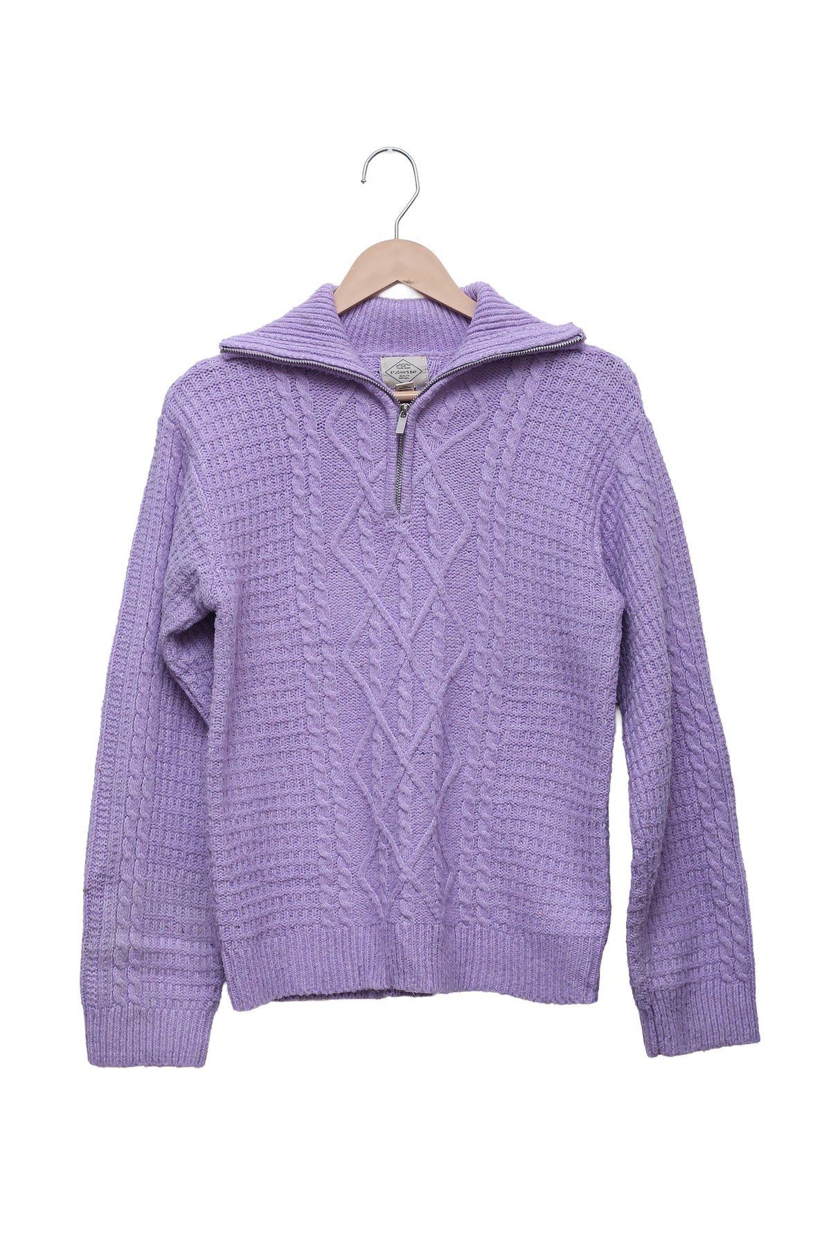 Lilac Cable Knit Half-Zip Sweater