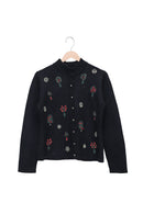 Black Winter Garden Embroidered Cardigan