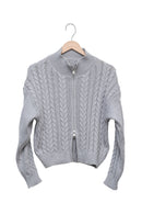 Cloud Grey Cable Zip Cardigan