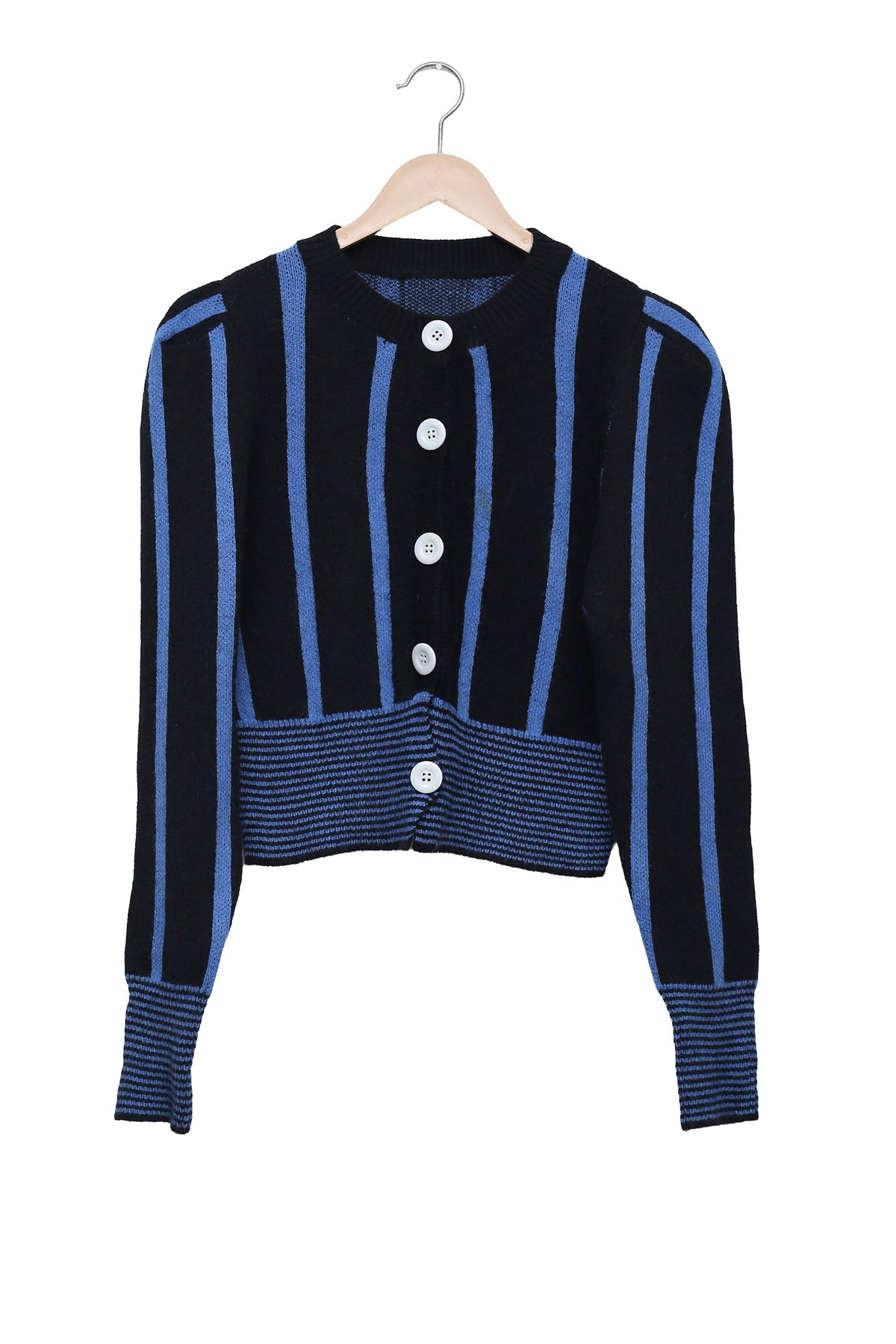 Blue After Dark Stripe Crop Cardigan