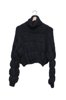 Black Cozy Drama Bubble Sleeve Turtleneck