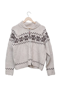 Oatmeal Alpine Snowflake Zip Cardigan