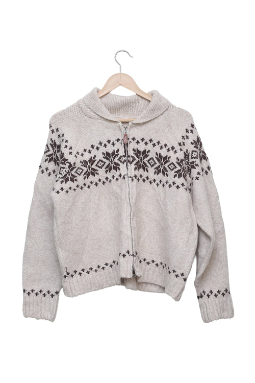 Oatmeal Alpine Snowflake Zip Cardigan