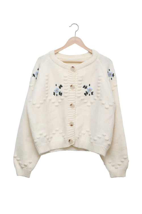 Ivory Bluebell Bobble Knit Cardigan