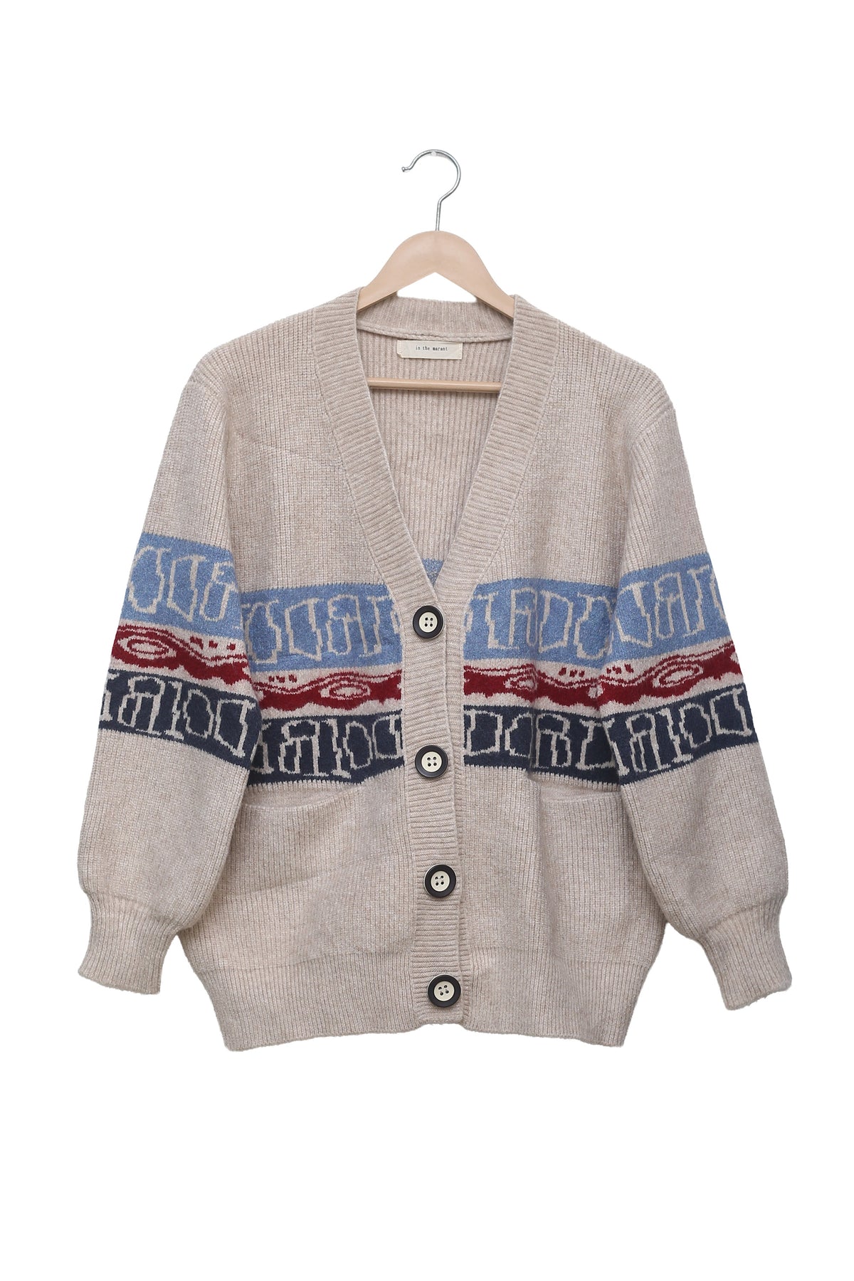 Oatmeal Retro Geo Pocket Cardigan