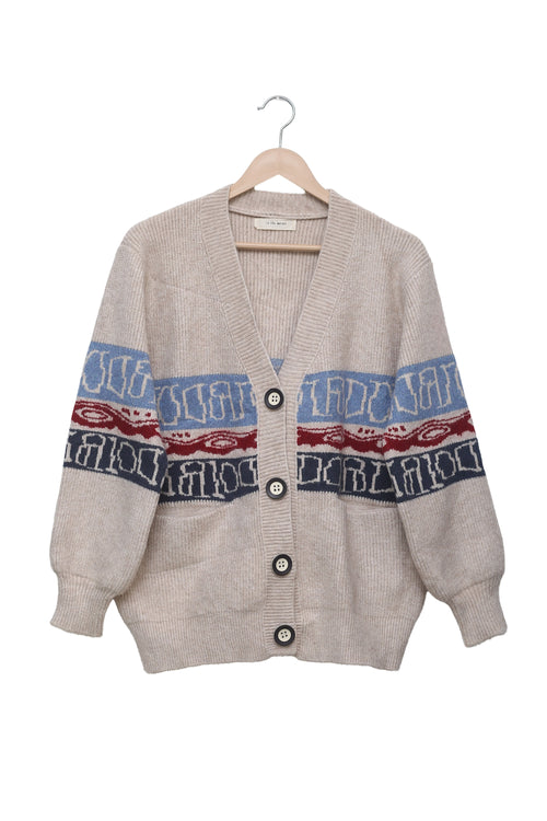 Oatmeal Retro Geo Pocket Cardigan