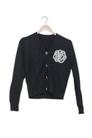 Black Bloom Embellished Cropped Cardigan