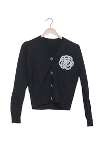 Black Bloom Embellished Cropped Cardigan