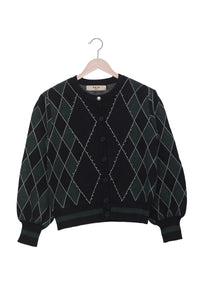 Forest Academia Beaded Argyle Cardigan
